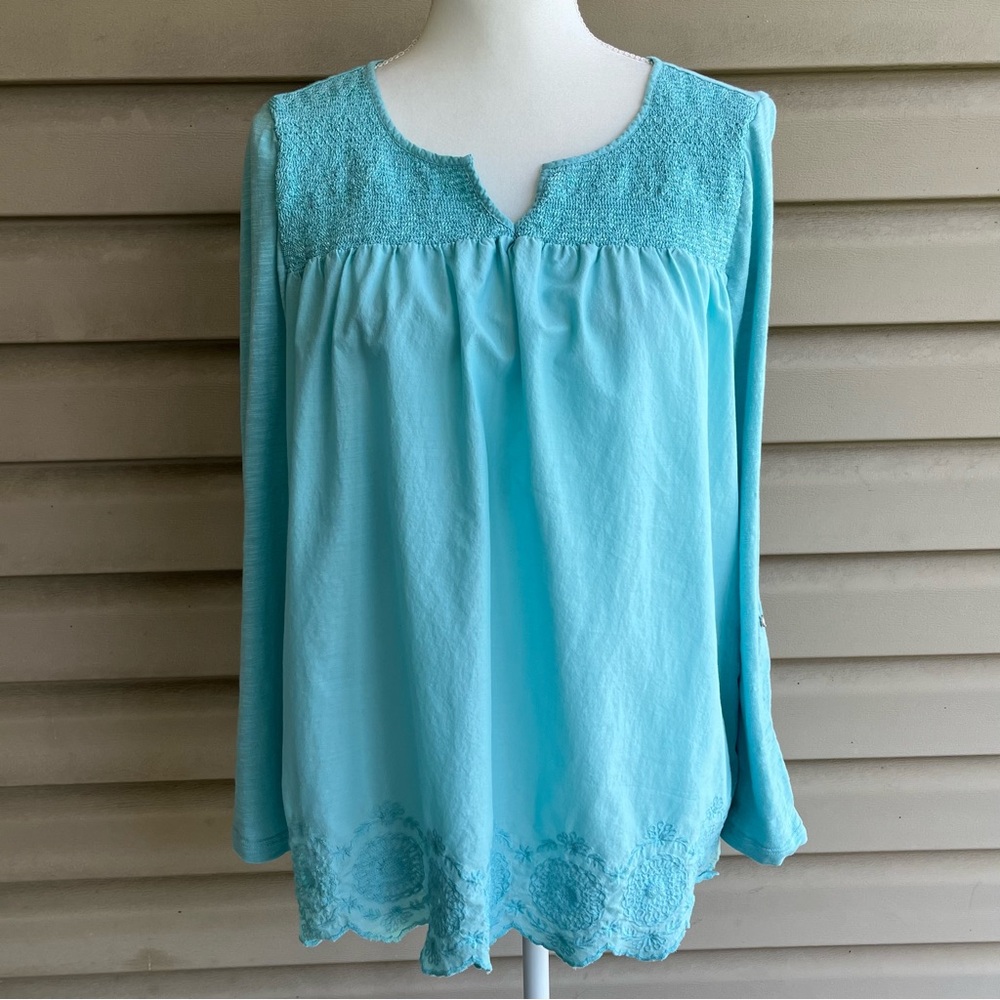 •Gloria Vanderbilt• Lightweight Boho Peasant Top - Size Medium